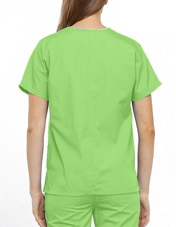 Cherokee Workwear Women's V-neck Solid Scrub Top Lime Green