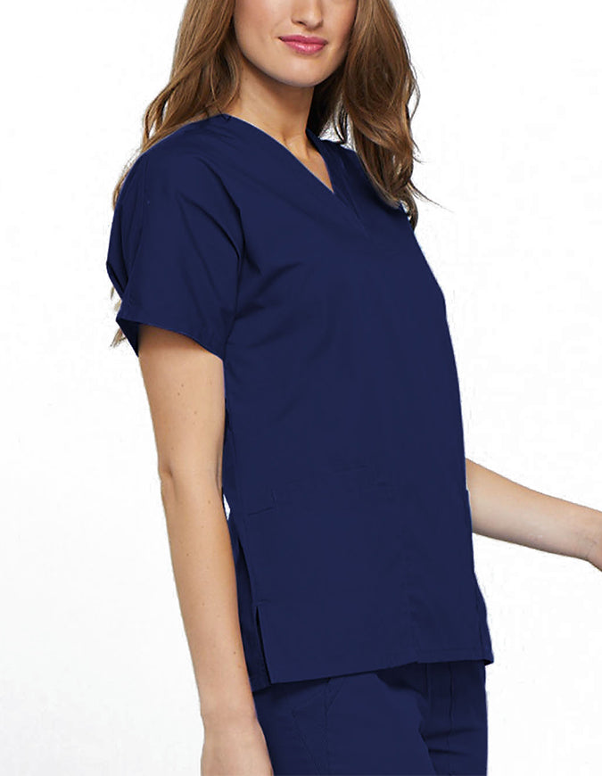 Cherokee Workwear Women's V-neck Solid Scrub Top Navy