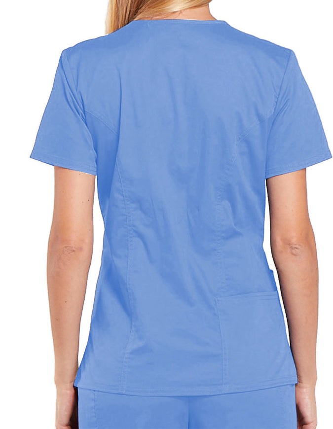 Cherokee Workwear Core Stretch Women's V-Neck Top - Ciel Blue