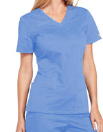 Cherokee Workwear Core Stretch Women's V-Neck Top - Ciel Blue