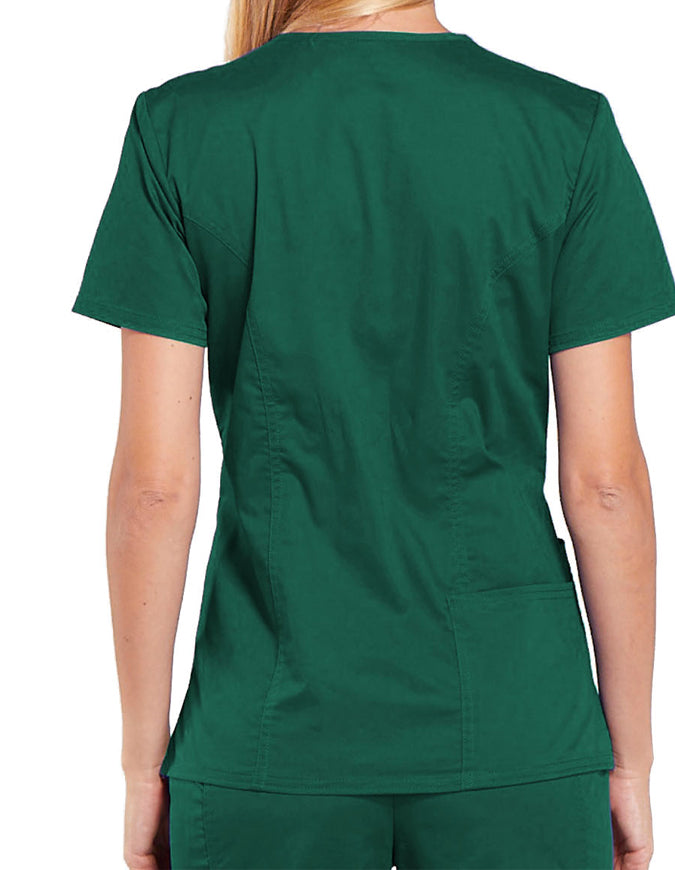 Cherokee Workwear Core Stretch Women's V-Neck Top - Hunter Green