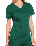 Cherokee Workwear Core Stretch Women's V-Neck Top - Hunter Green