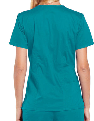 Cherokee Workwear Core Stretch Women's V-Neck Top - Teal