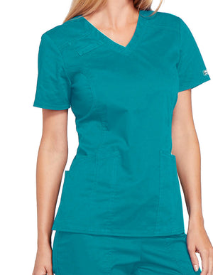 Cherokee Workwear Core Stretch Women's V-Neck Top - Teal