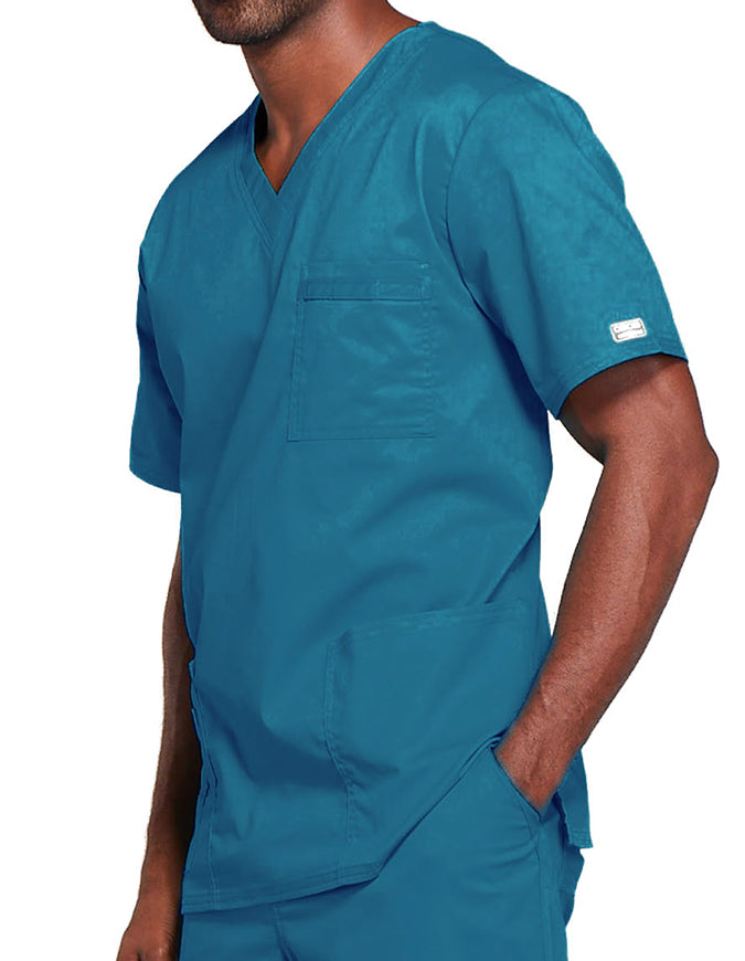 Cherokee Workwear Unisex V-Neck Nurses Scrub Top - Caribbean Blue