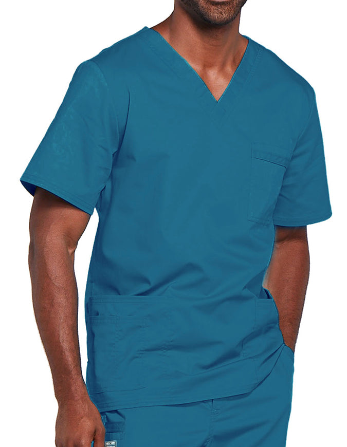 Cherokee Workwear Unisex V-Neck Nurses Scrub Top - Caribbean Blue