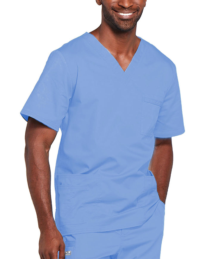 Cherokee Workwear Unisex V-Neck Nurses Scrub Top - Ciel Blue