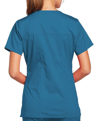 Cherokee Workwear Women's V-Neck Nursing Scrub Top Caribbean Blue