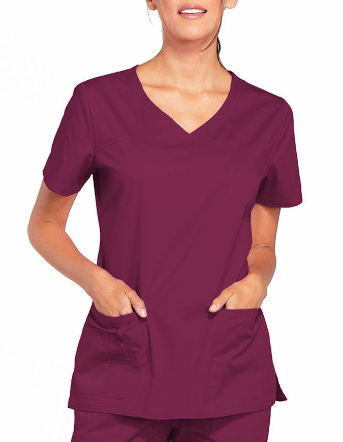 Cherokee Workwear Women's V-Neck Nursing Scrub Top Wine