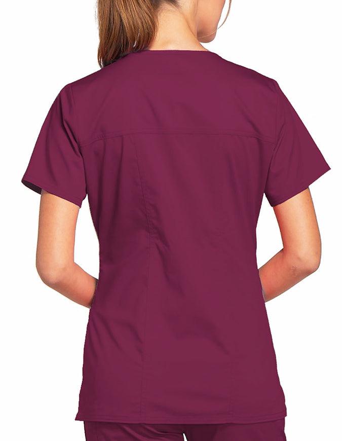 Cherokee Workwear Women's V-Neck Nursing Scrub Top Wine