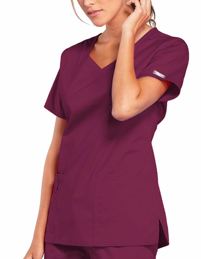 Cherokee Workwear Women's V-Neck Nursing Scrub Top Wine