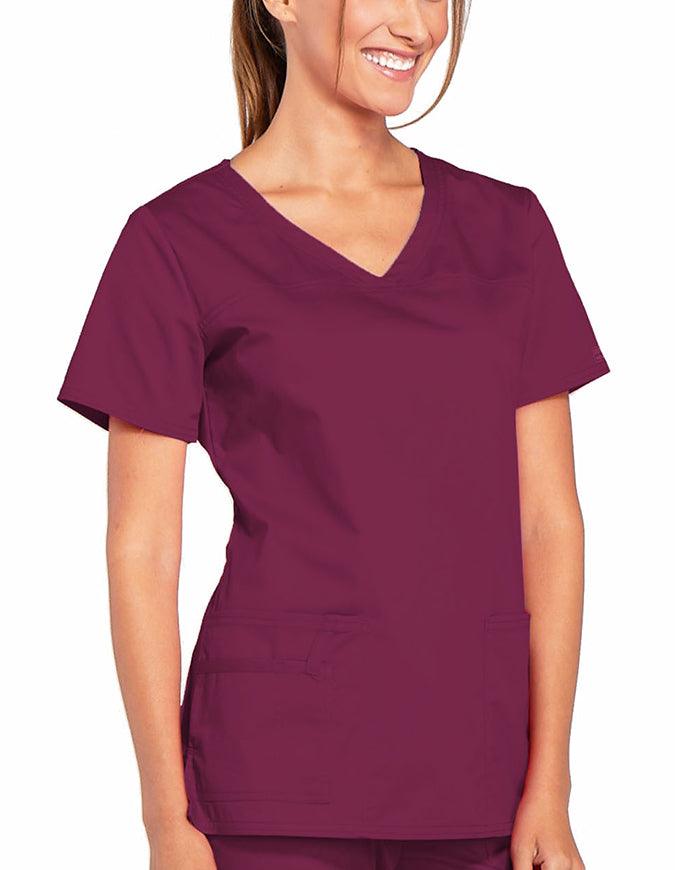 Cherokee Workwear Women's V-Neck Nursing Scrub Top Wine