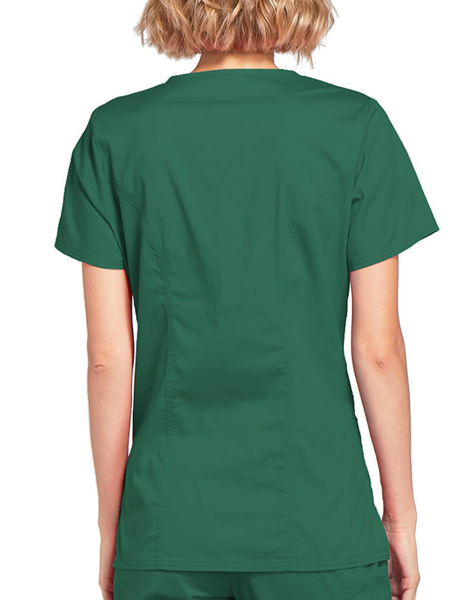 Cherokee Workwear Womens Mock Wrap Scrub Top hunter Green