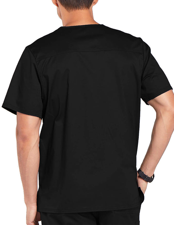 Cherokee WorkWear Men's Double Chest Pocket V-Neck Scrub Top - Black