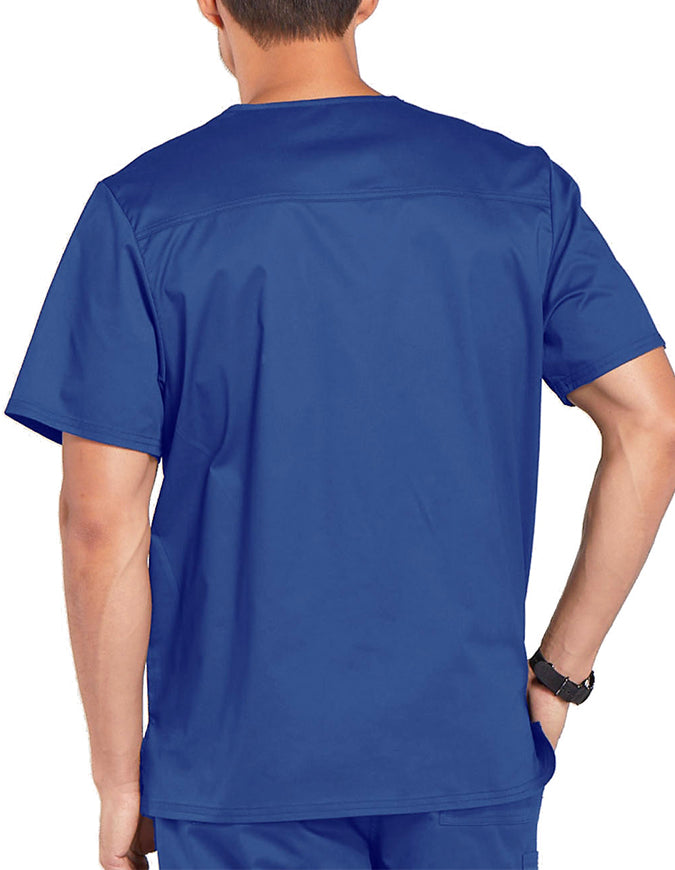 Cherokee WorkWear Men's Double Chest Pocket V-Neck Scrub Top - Galaxy Blue