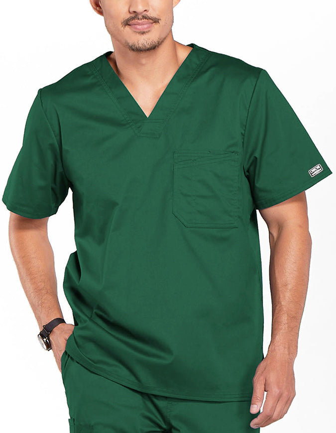 Cherokee WorkWear Men's Double Chest Pocket V-Neck Scrub Top - Hunter Green