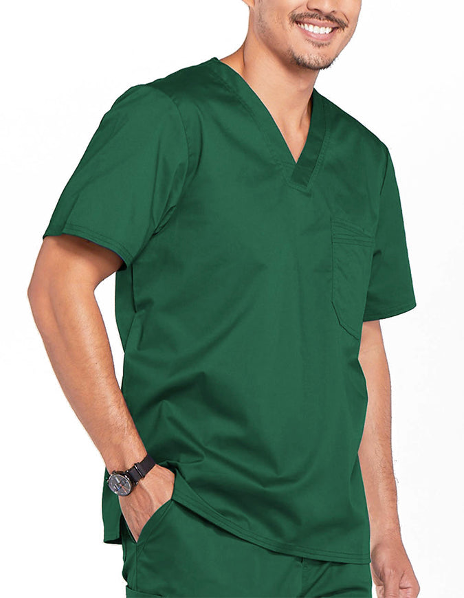 Cherokee WorkWear Men's Double Chest Pocket V-Neck Scrub Top - Hunter Green