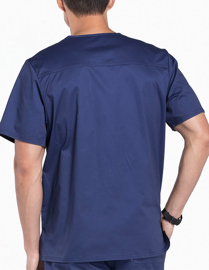 Cherokee WorkWear Men's Double Chest Pocket V-Neck Scrub Top - Navy