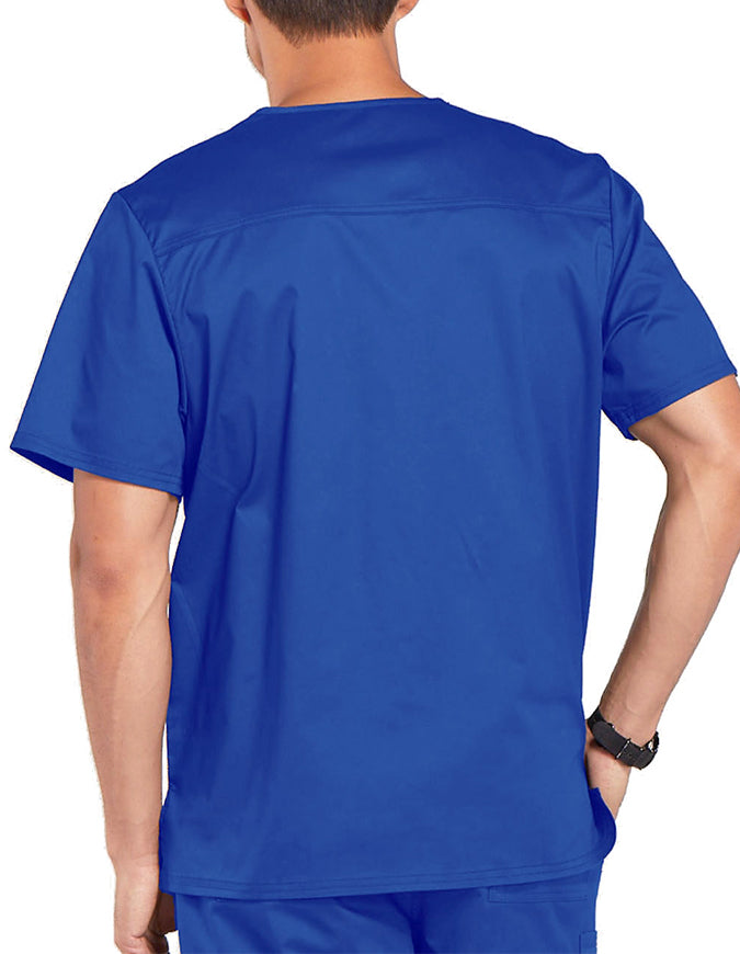 Cherokee WorkWear Men's Double Chest Pocket V-Neck Scrub Top - Royal Blue