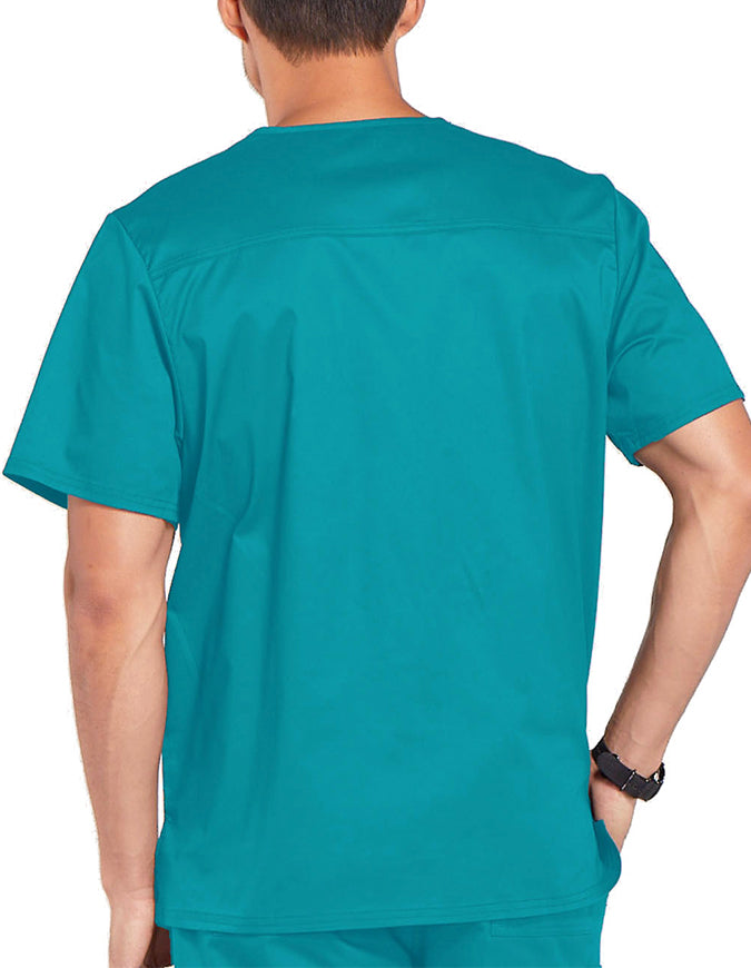 Cherokee WorkWear Men's Double Chest Pocket V-Neck Scrub Top - Teal Blue