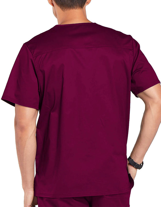 Cherokee WorkWear Men's Double Chest Pocket V-Neck Scrub Top - Wine