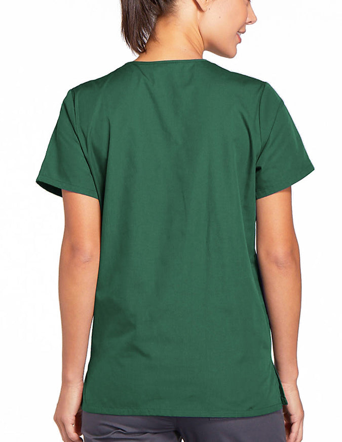 Cherokee Workwear 26.5 Inch Women's Snap Front Scrub Top Hunter Green