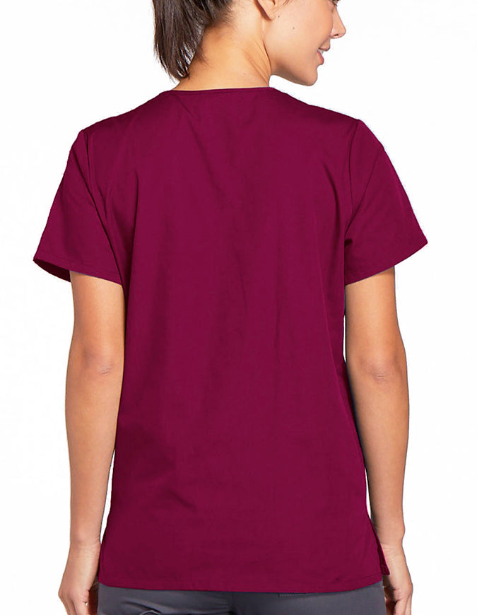 Cherokee Workwear 26.5 Inch Women's Snap Front Scrub Top Wine