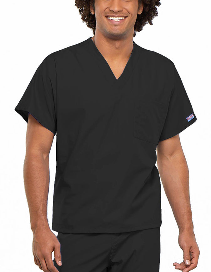 Cherokee Workwear Unisex V-Neck Solid Scrub Top Black