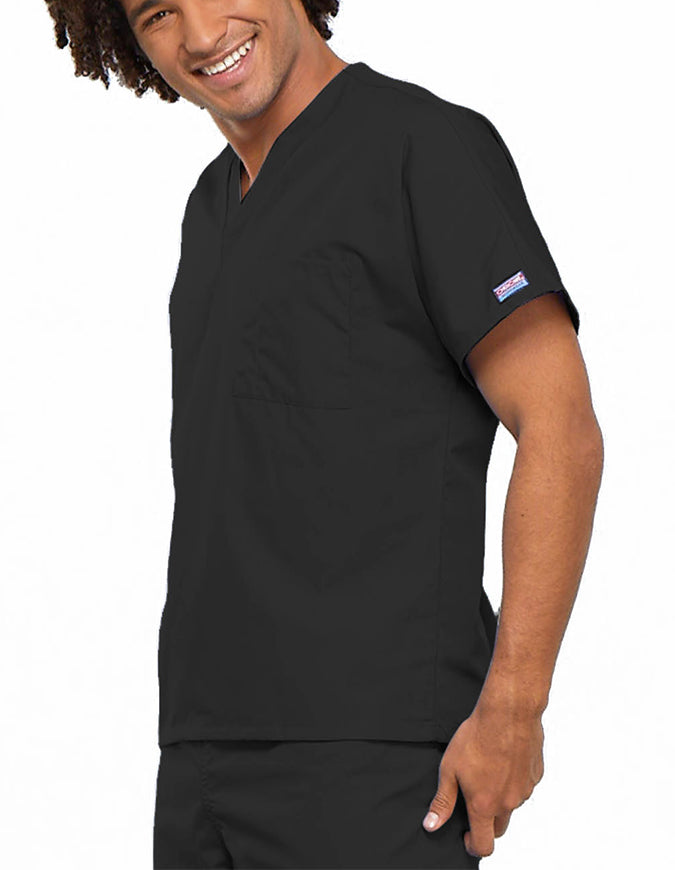 Cherokee Workwear Unisex V-Neck Solid Scrub Top Black