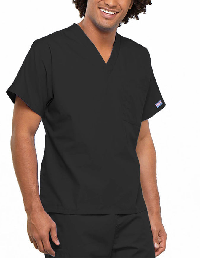 Cherokee Workwear Unisex V-Neck Solid Scrub Top Black