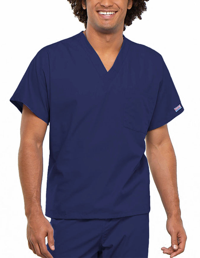 Cherokee Workwear Unisex V-Neck Solid Scrub Top Navy