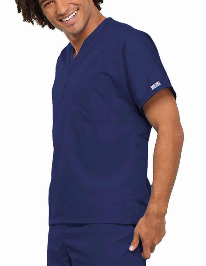 Cherokee Workwear Unisex V-Neck Solid Scrub Top Navy