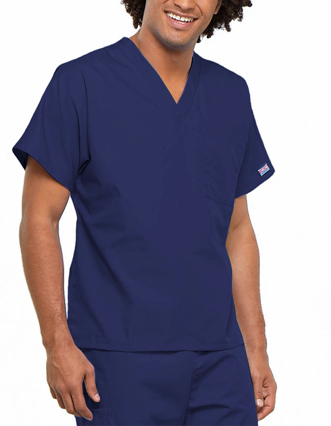 Cherokee Workwear Unisex V-Neck Solid Scrub Top Navy