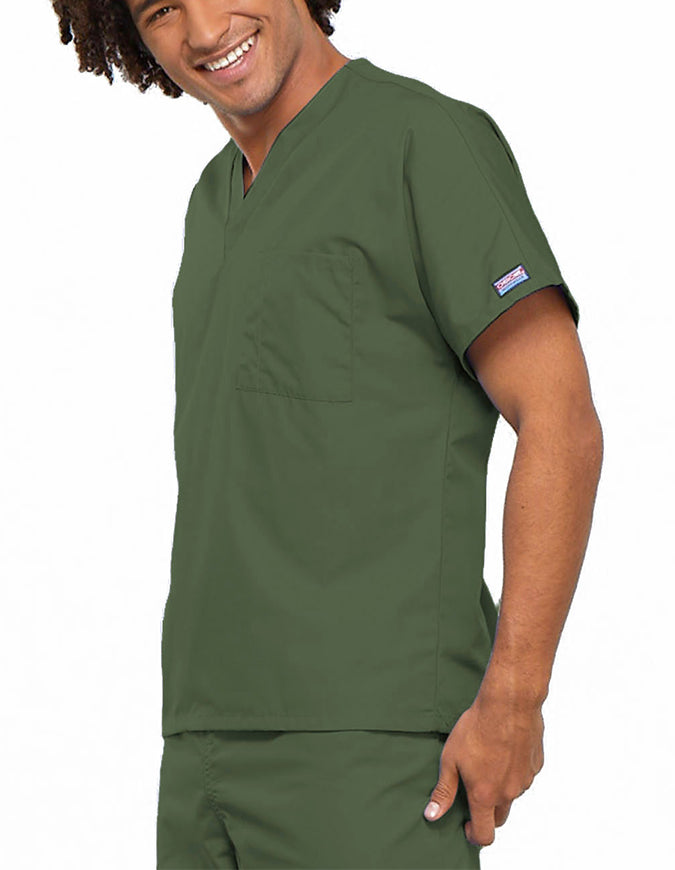 Cherokee Workwear Unisex V-Neck Solid Scrub Top Olive