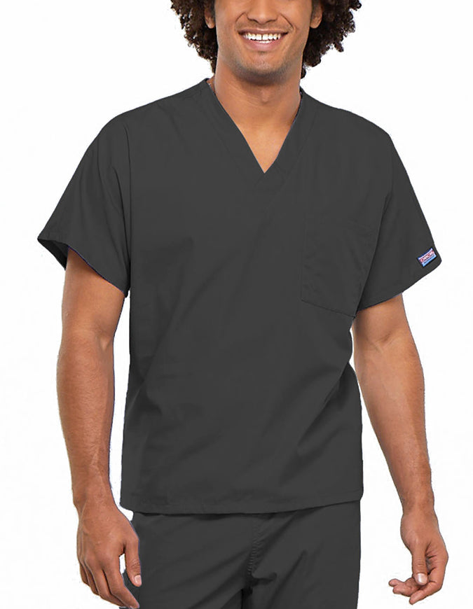 Cherokee Workwear Unisex V-Neck Solid Scrub Top Pewter