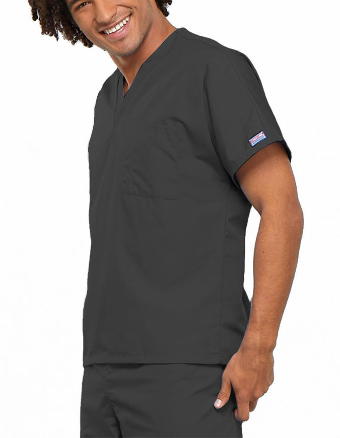 Cherokee Workwear Unisex V-Neck Solid Scrub Top Pewter