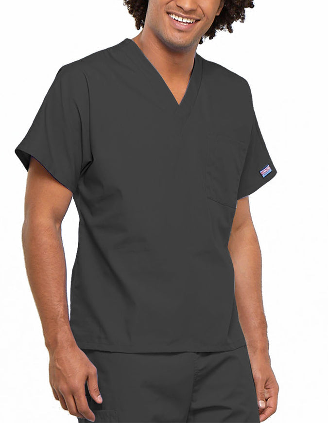 Cherokee Workwear Unisex V-Neck Solid Scrub Top Pewter