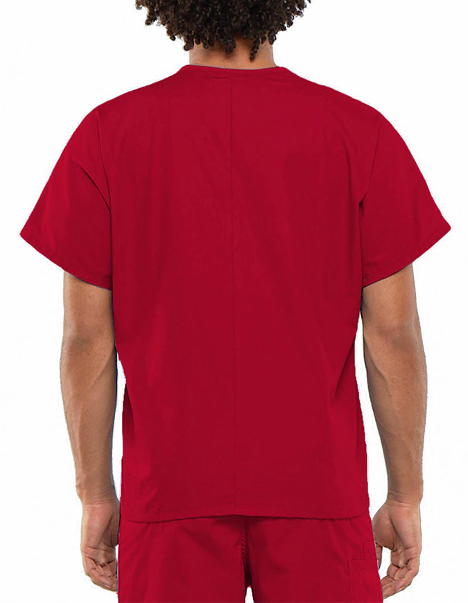 Cherokee Workwear Unisex V-Neck Solid Scrub Top Red