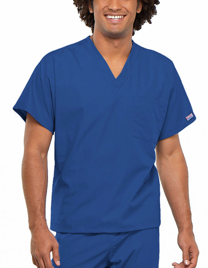 Cherokee Workwear Unisex V-Neck Solid Scrub Top Royal