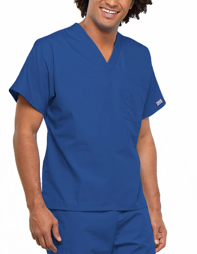 Cherokee Workwear Unisex V-Neck Solid Scrub Top Royal