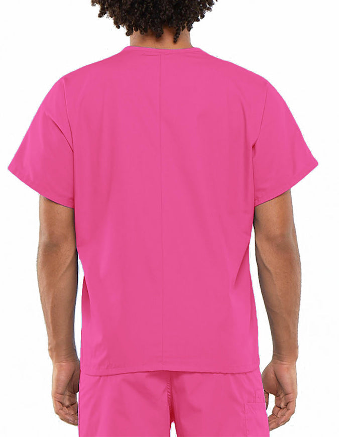 Cherokee Workwear Unisex V-Neck Solid Scrub Top Shocking Pink