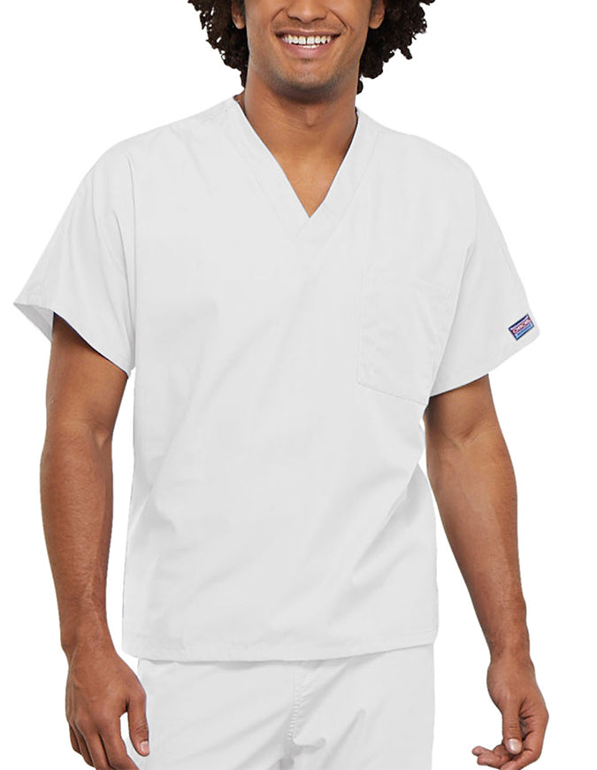 Cherokee Workwear Unisex V-Neck Solid Scrub Top White