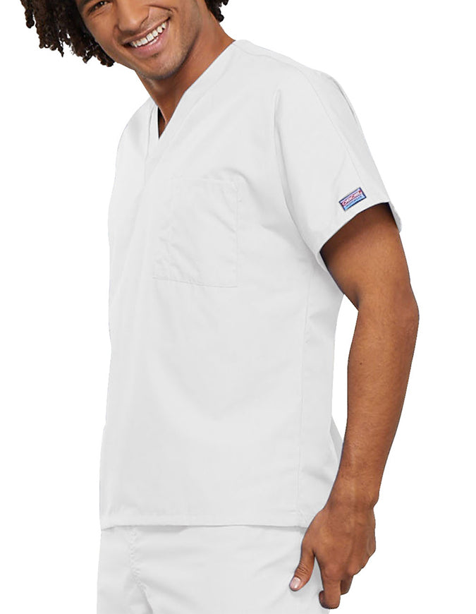 Cherokee Workwear Unisex V-Neck Solid Scrub Top White