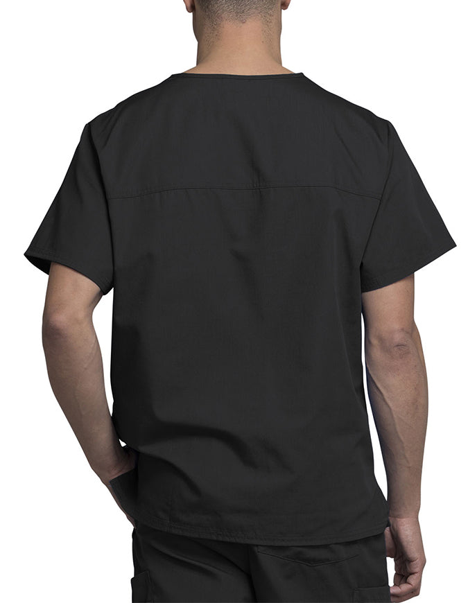 Cherokee Workwear Men's Chest Pocket V-Neck Scrub Top Black