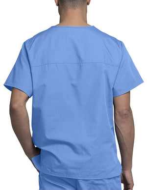 Cherokee Workwear Men's Chest Pocket V-Neck Scrub Top ciel