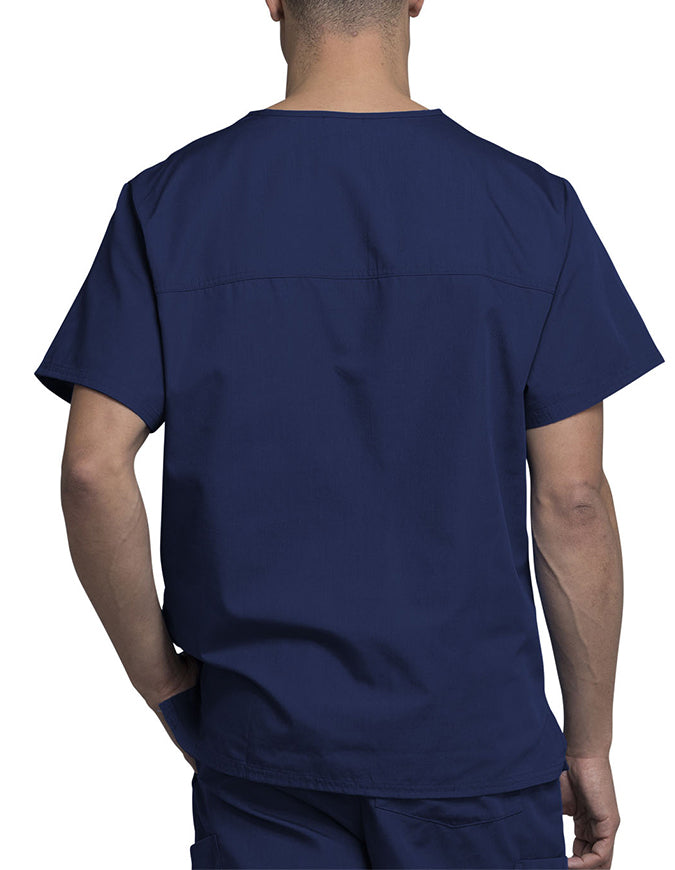 Cherokee Workwear Men's Chest Pocket V-Neck Scrub Top Navy