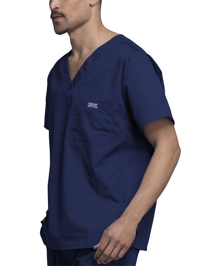 Cherokee Workwear Men's Chest Pocket V-Neck Scrub Top Navy