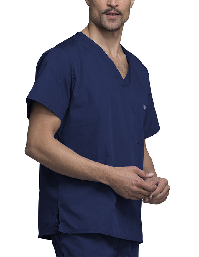 Cherokee Workwear Men's Chest Pocket V-Neck Scrub Top Navy