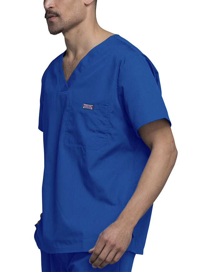 Cherokee Workwear Men's Chest Pocket V-Neck Scrub Top royal