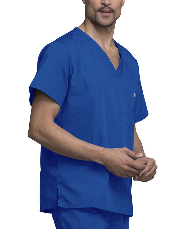 Cherokee Workwear Men's Chest Pocket V-Neck Scrub Top royal